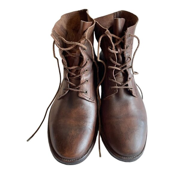Allsaints Brown Leather Lace Up Mens Ankle Boots Size 12 With Rubber Sole main image 9
